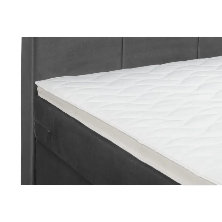 Boxspring met voetbord Liv geblokt - grijs - 160x200 cm - vierkante poot