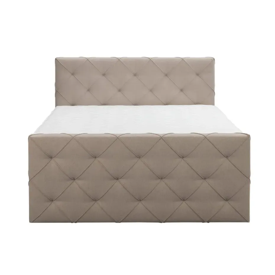 Boxspring met voetbord Liv geruit - beige - 180x200 cm - slanke poot