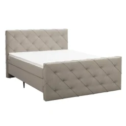 Boxspring met voetbord Liv geruit - beige - 180x200 cm - slanke poot