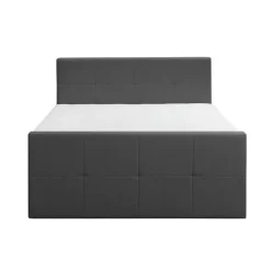 Boxspring met voetbord Liv geblokt - antraciet - 160x200 cm - vierkante poot