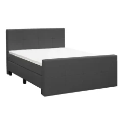 Boxspring met voetbord Liv geblokt - antraciet - 160x200 cm - vierkante poot