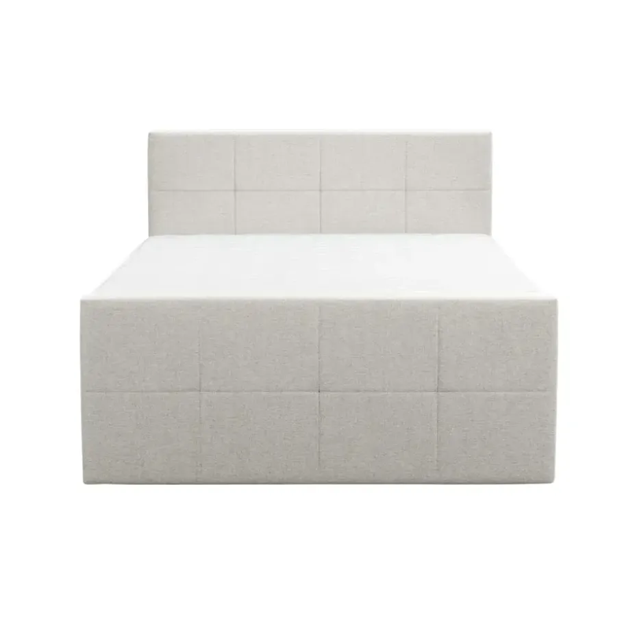 Boxspring met voetbord Liv geblokt - ecru - 160x200 cm - slanke poot