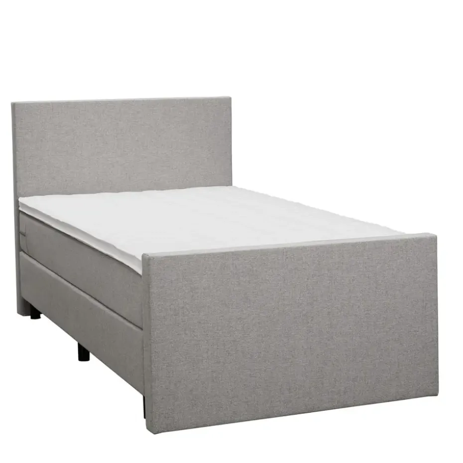 Boxspring met voetbord Liv egaal - lichtgrijs - 120x200 cm - ronde poot