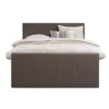 Boxspring met voetbord Liv geblokt - donkerbruin - 140x200 cm - ronde poot