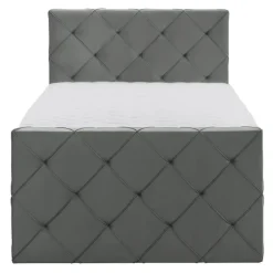 Boxspring met voetbord Liv geruit - grijs - 120x200 cm - slanke poot