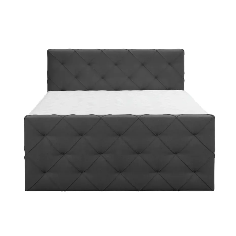 Boxspring met voetbord Liv geruit - antraciet - 180x200 cm - vierkante poot