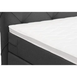 Boxspring met voetbord Liv geruit - antraciet - 180x200 cm - vierkante poot