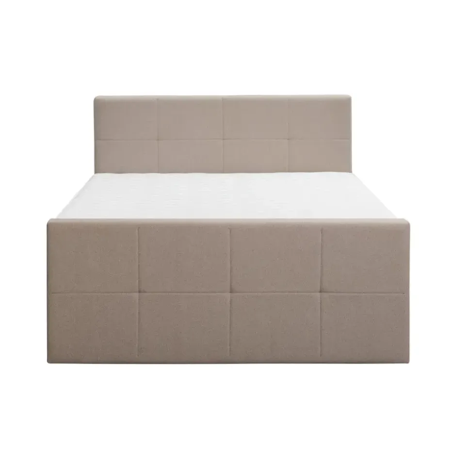 Boxspring met voetbord Liv geblokt - beige - 180x200 cm - slanke poot
