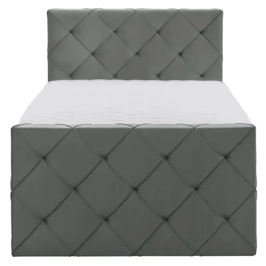 Boxspring met voetbord Liv geruit - grijs - 120x200 cm - ronde poot