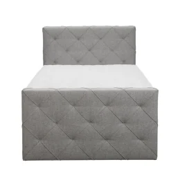 Boxspring met voetbord Liv geruit - lichtgrijs - 120x200 cm - slanke poot