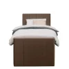 Boxspring met voetbord Liv geblokt - bruin - 90x200 cm - vierkante poot