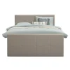 Boxspring met voetbord Liv geblokt - beige - 160x200 cm - ronde poot