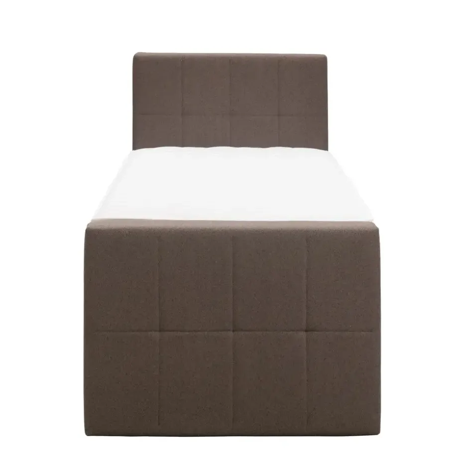 Boxspring met voetbord Liv geblokt - donkerbruin - 90x200 cm - ronde poot