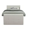 Boxspring met voetbord Liv geblokt - ecru - 120x200 cm - vierkante poot