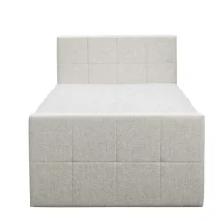 Boxspring met voetbord Liv geblokt - ecru - 120x200 cm - vierkante poot