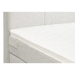 Boxspring met voetbord Liv geblokt - ecru - 120x200 cm - vierkante poot