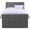 Boxspring met voetbord Liv geblokt - grijs - 120x200 cm - ronde poot