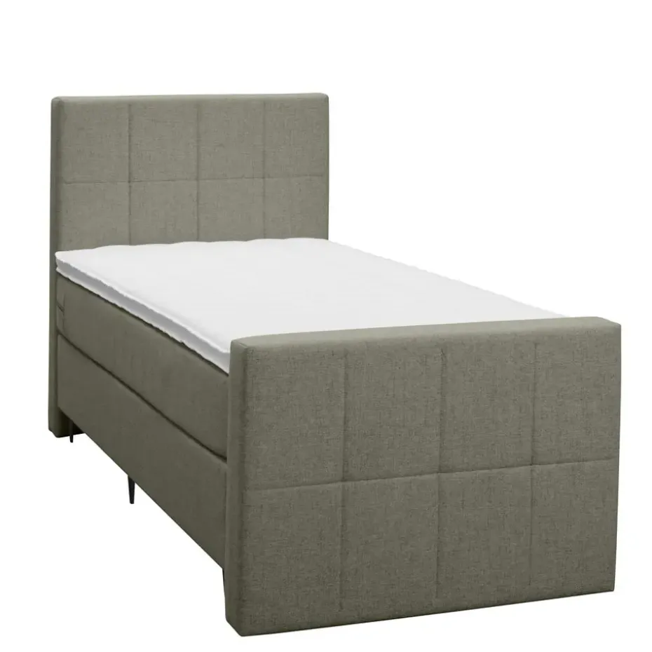 Boxspring met voetbord Liv geblokt - groen - 90x200 cm - slanke poot