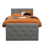 Boxspring met voetbord Liv geruit - lichtgrijs - 120x200 cm - vierkante poot