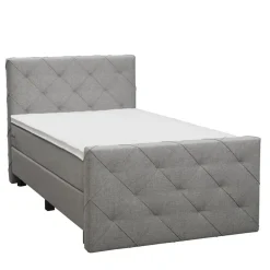 Boxspring met voetbord Liv geruit - lichtgrijs - 120x200 cm - vierkante poot