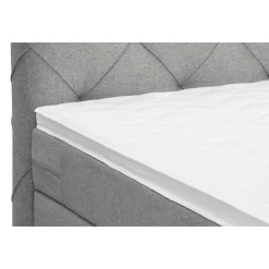 Boxspring met voetbord Liv geruit - lichtgrijs - 120x200 cm - vierkante poot