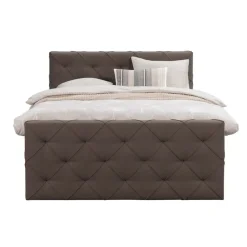 Boxspring met voetbord Liv geruit - donkerbruin - 180x200 cm - vierkante poot