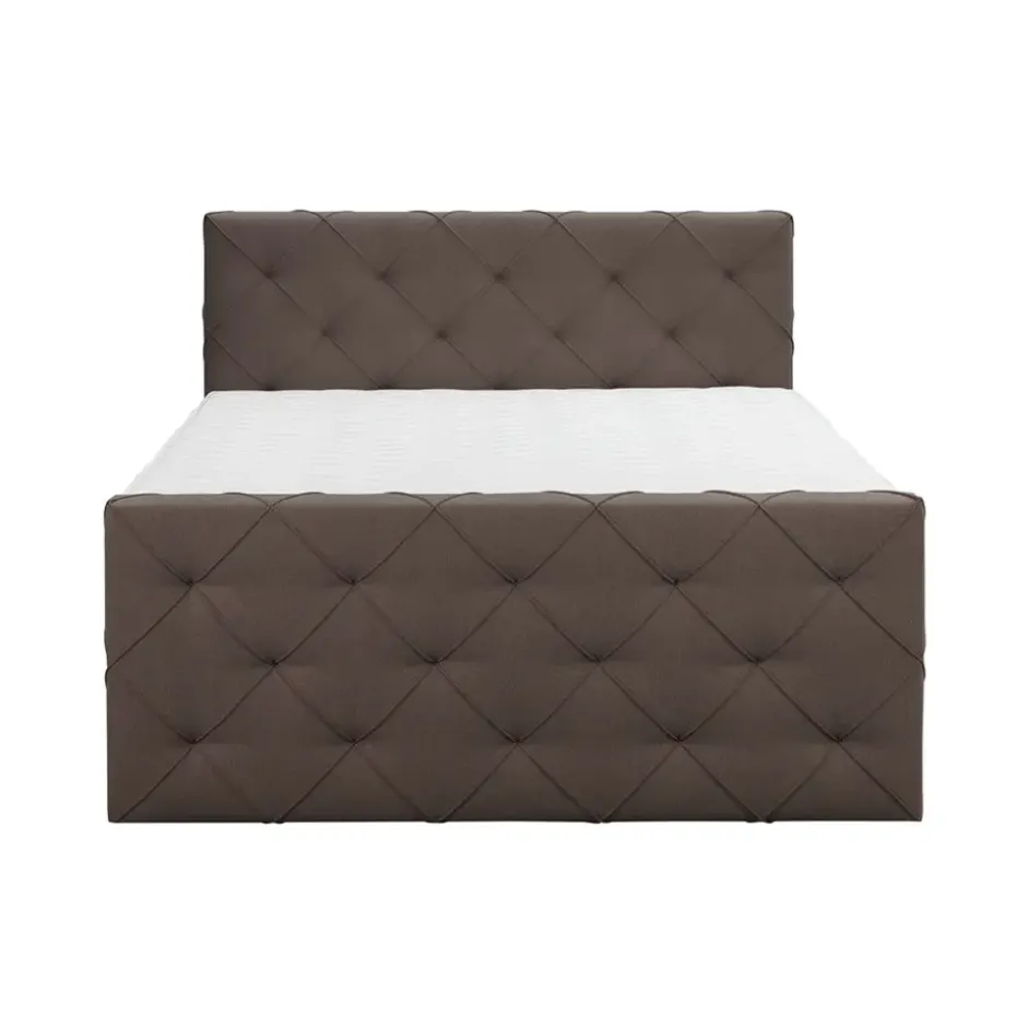 Boxspring met voetbord Liv geruit - donkerbruin - 180x200 cm - vierkante poot