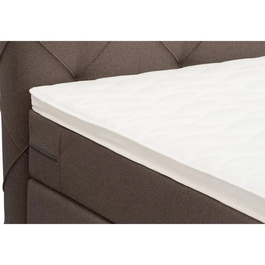 Boxspring met voetbord Liv geruit - donkerbruin - 180x200 cm - vierkante poot