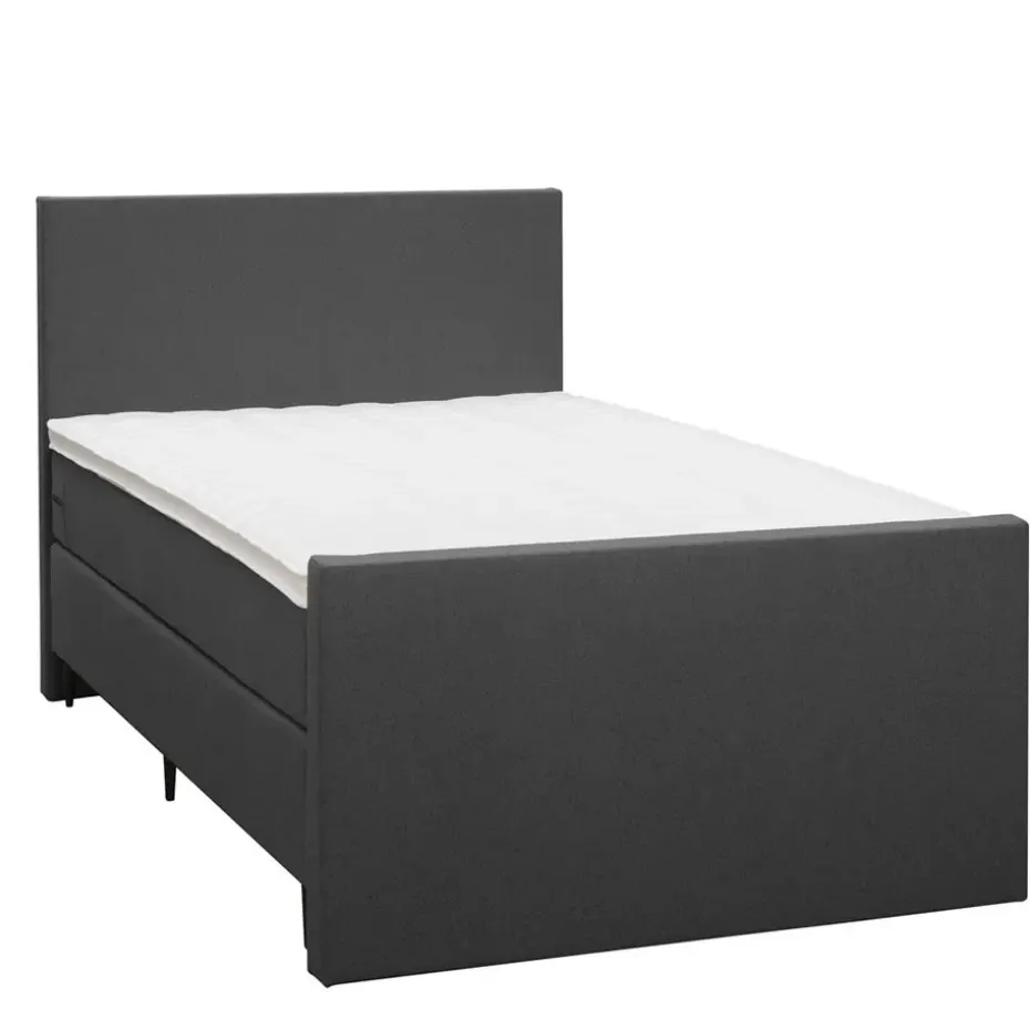 Boxspring met voetbord Liv egaal - antraciet - 120x200 cm - slanke poot
