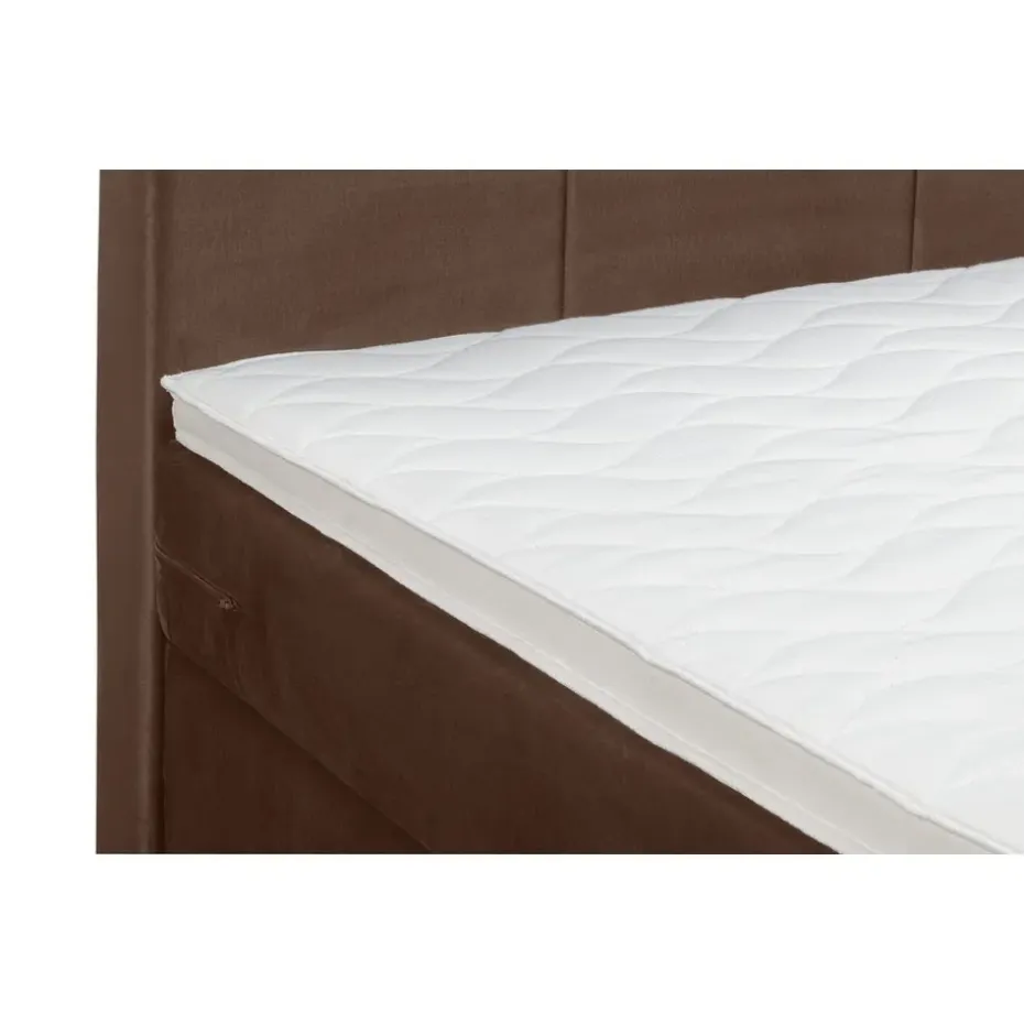 Boxspring met voetbord Liv geblokt - bruin - 160x200 cm - slanke poot