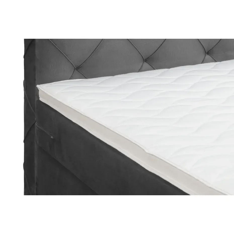 Boxspring met voetbord Liv geruit - grijs - 90x200 cm - ronde poot