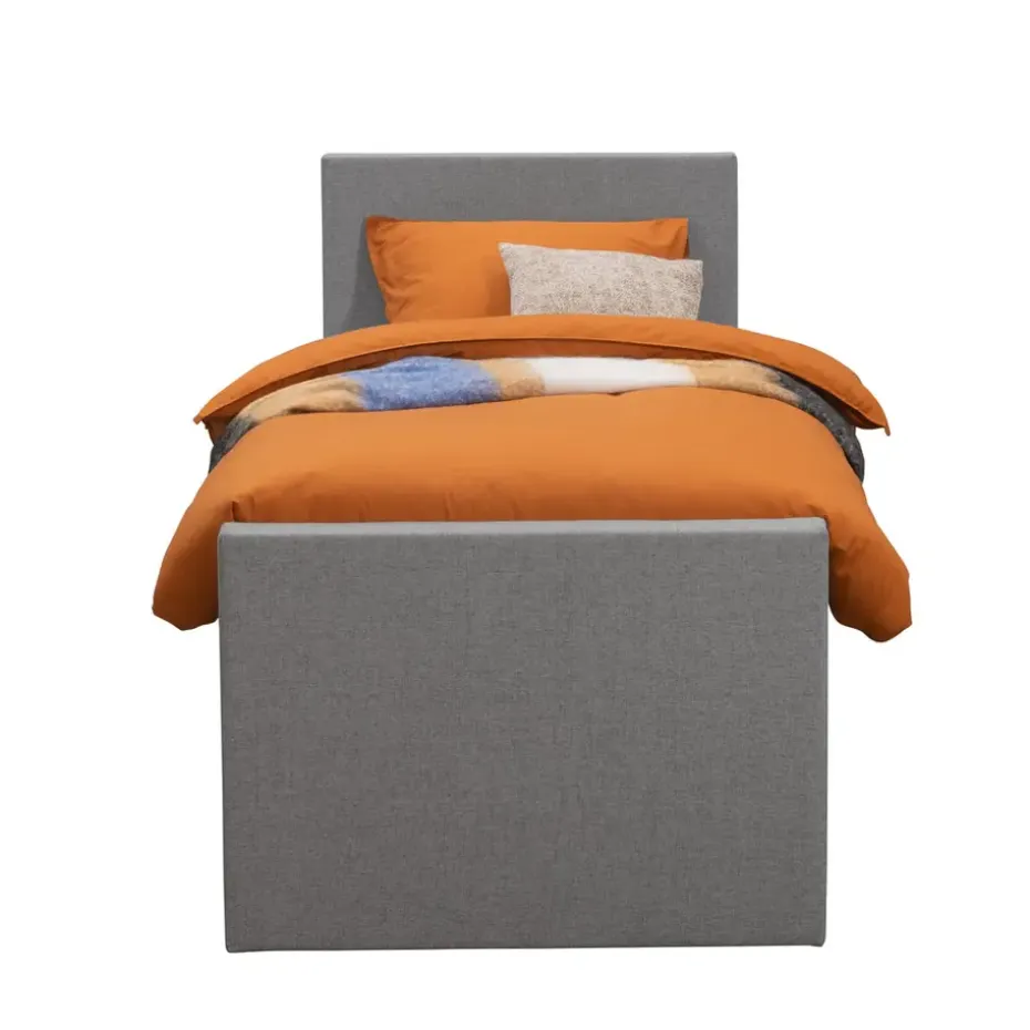 Boxspring met voetbord Liv egaal - lichtgrijs - 90x200 cm - vierkante poot