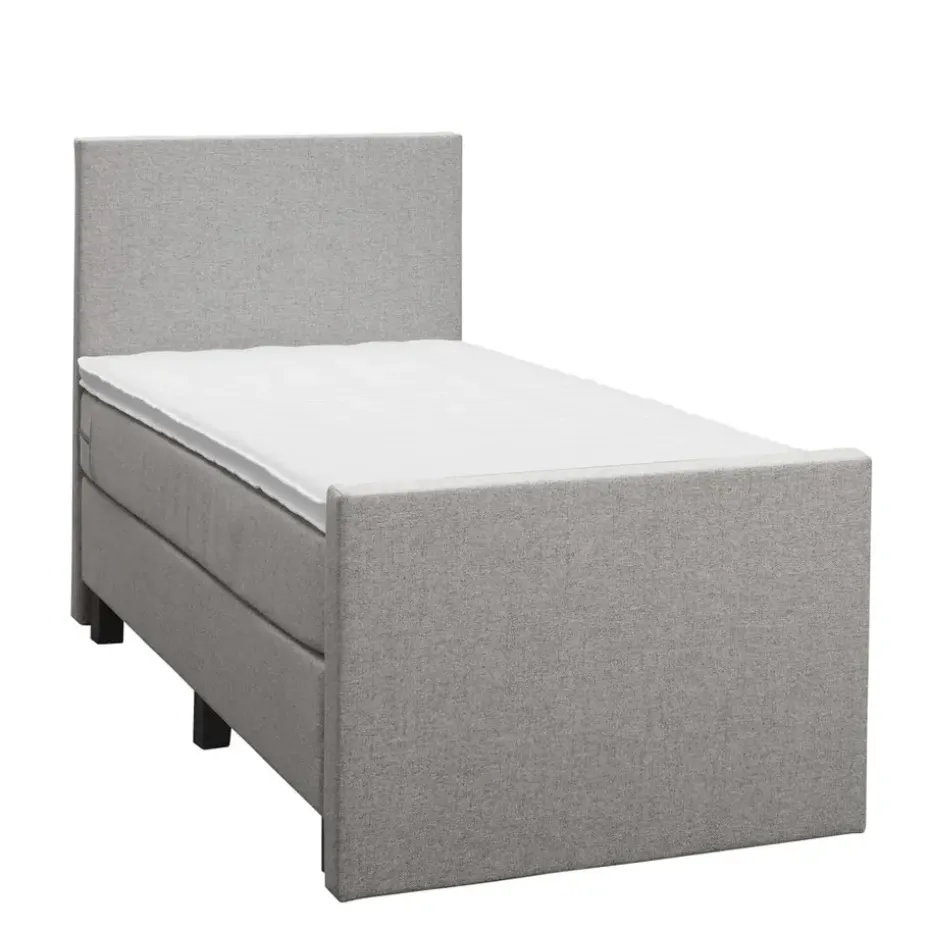Boxspring met voetbord Liv egaal - lichtgrijs - 90x200 cm - vierkante poot