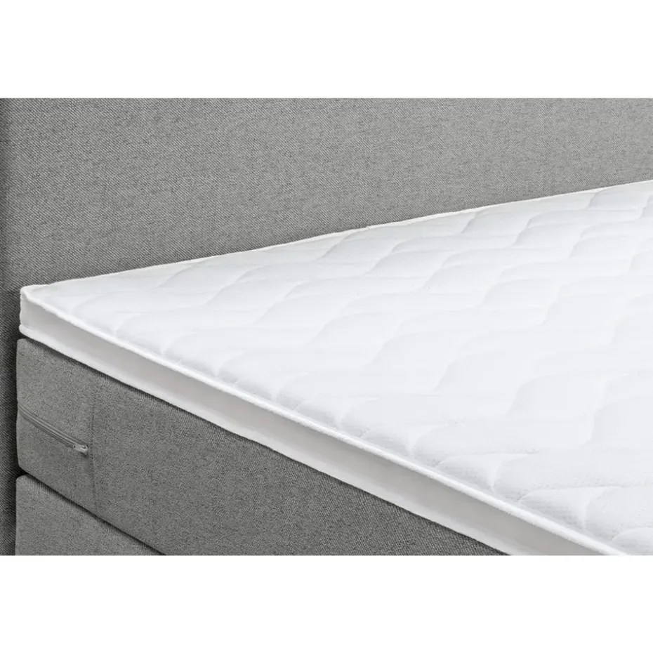 Boxspring met voetbord Liv egaal - lichtgrijs - 90x200 cm - vierkante poot