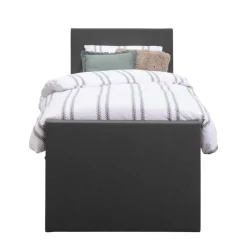 Boxspring met voetbord Liv egaal - antraciet - 90x200 cm - ronde poot
