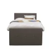 Boxspring met voetbord Liv geblokt - donkerbruin - 120x200 cm - ronde poot