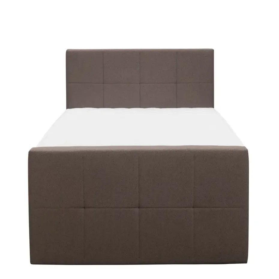 Boxspring met voetbord Liv geblokt - donkerbruin - 120x200 cm - ronde poot