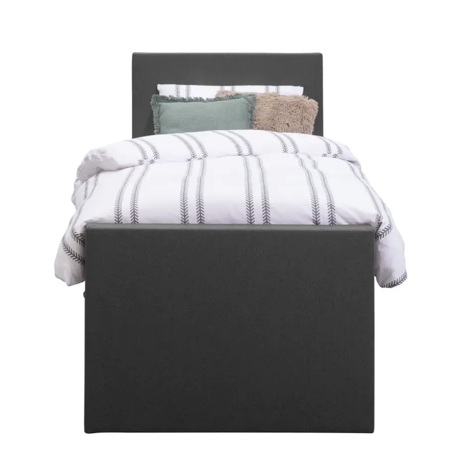 Boxspring met voetbord Liv egaal - antraciet - 90x200 cm - vierkante poot