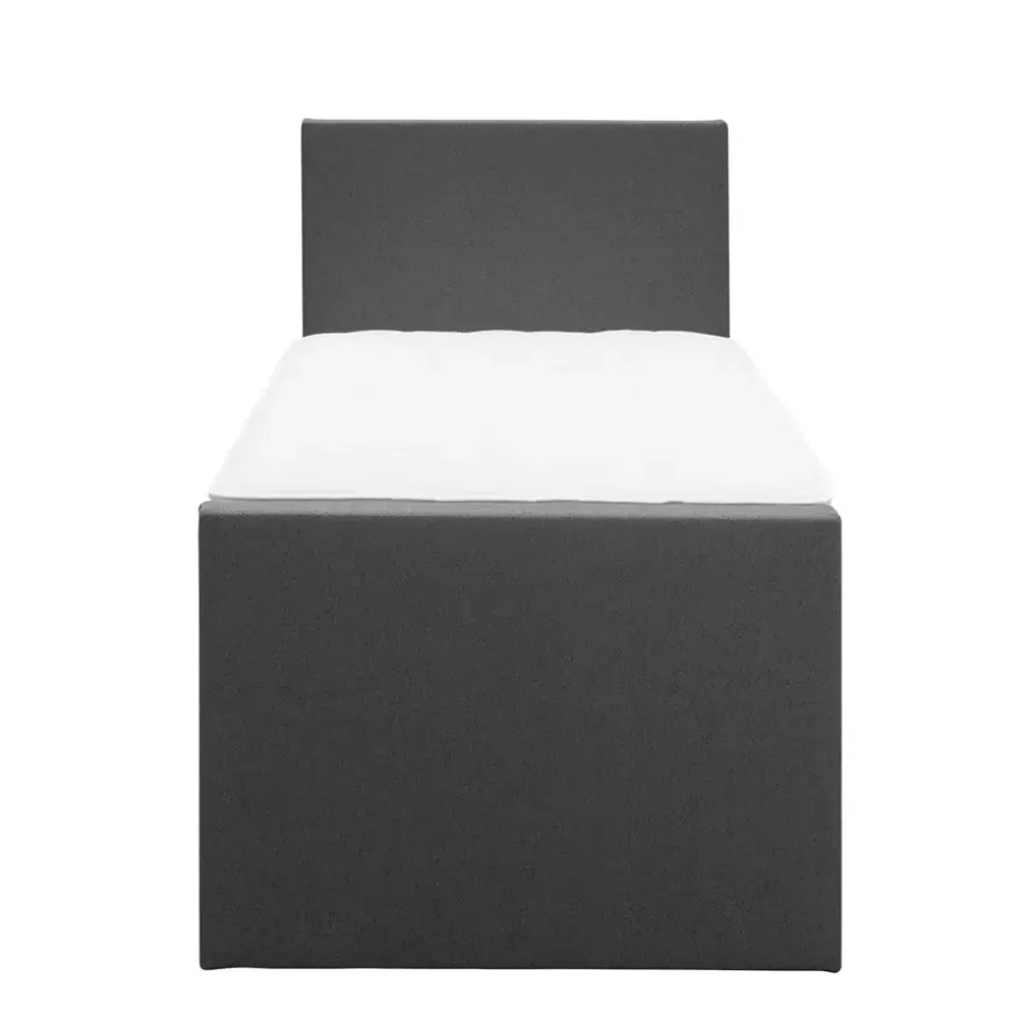 Boxspring met voetbord Liv egaal - antraciet - 90x200 cm - vierkante poot