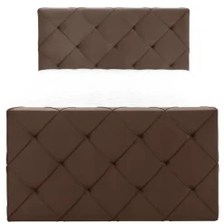 Boxspring met voetbord Liv geruit - bruin - 120x200 cm - slanke poot