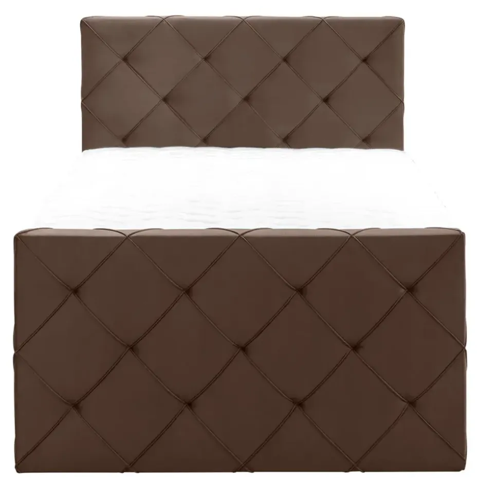 Boxspring met voetbord Liv geruit - bruin - 120x200 cm - slanke poot