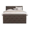Boxspring met voetbord Liv geruit - donkerbruin - 180x200 cm - ronde poot