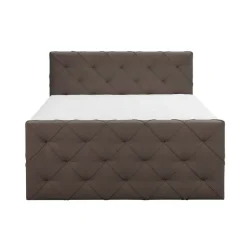 Boxspring met voetbord Liv geruit - donkerbruin - 180x200 cm - ronde poot