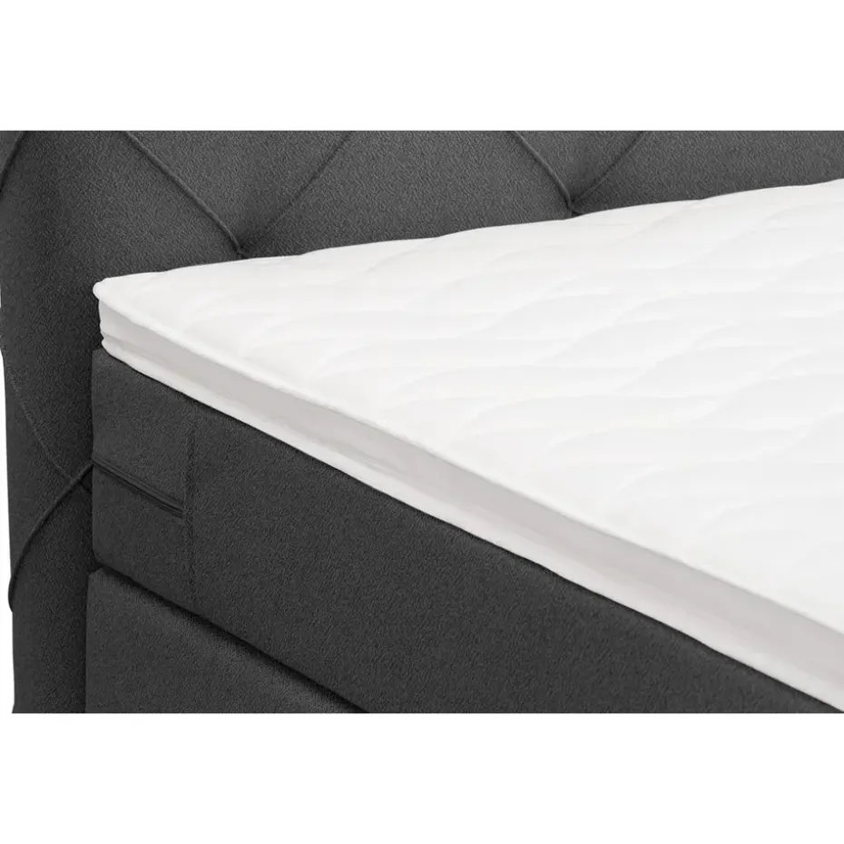 Boxspring met voetbord Liv geruit - antraciet - 160x200 cm - vierkante poot