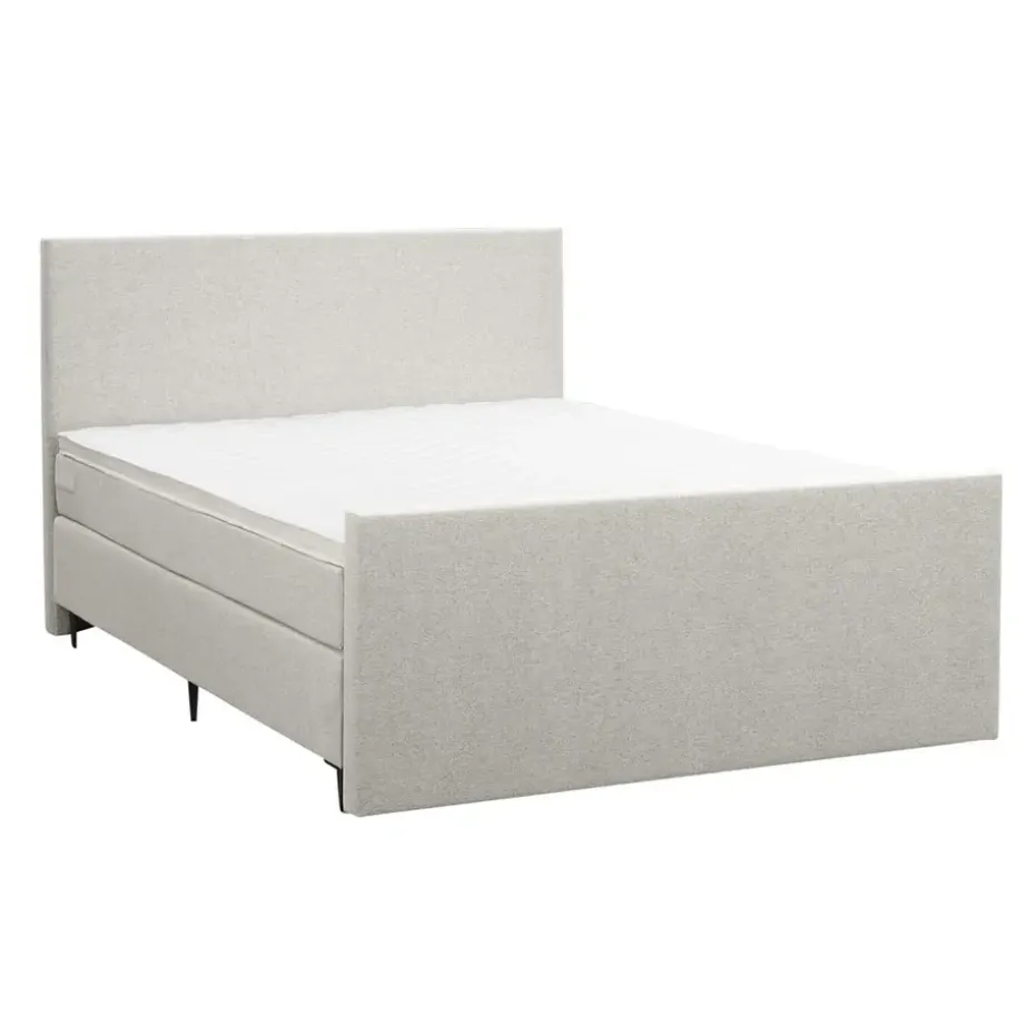 Boxspring met voetbord Liv egaal - ecru - 160x200 cm - slanke poot