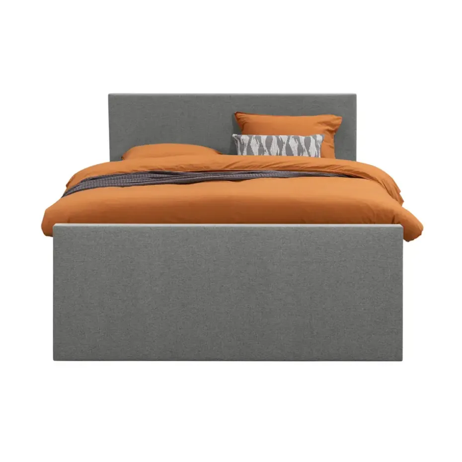 Boxspring met voetbord Liv egaal - lichtgrijs - 160x200 cm - vierkante poot