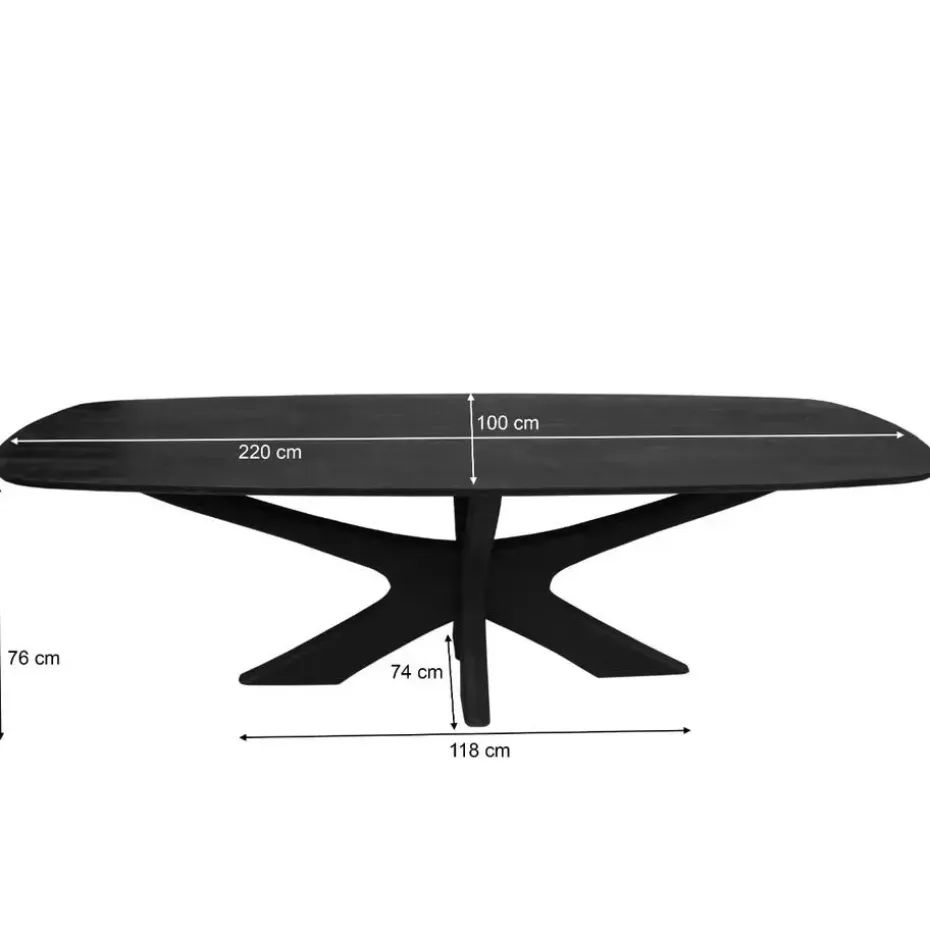Brix - Eetkamertafel Montreaux - Zwart - Mangohout - 220 cm