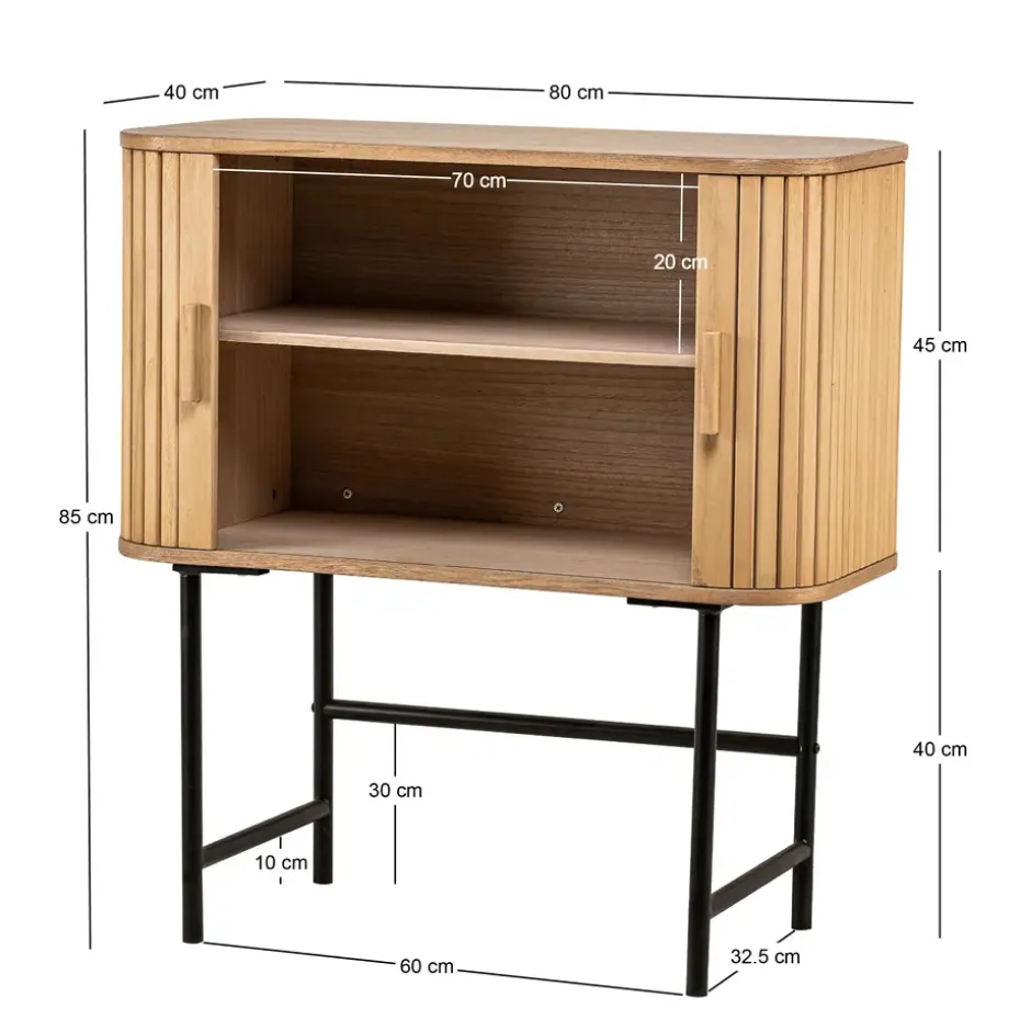 Buffet 2 deuren van hout en metaal