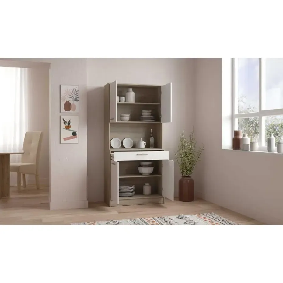 Buffetkast Romanie-Kronberg eik/mat wit