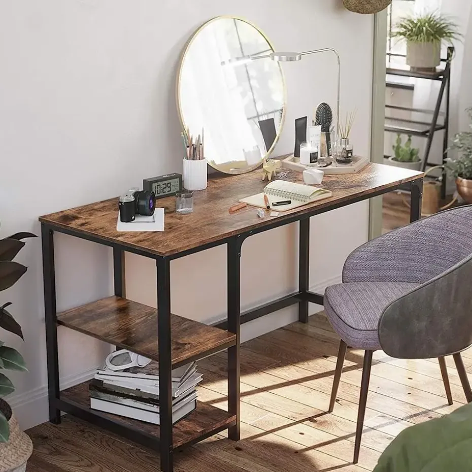 Bureau Fabrice 120cm 2 legplanken - rustiek bruin/zwart
